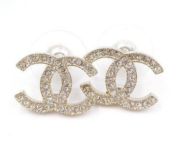 CHANEL Classic Gold CC Crystal Moscova Piercing Earrings