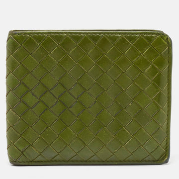 BOTTEGA VENETA Light Green Intrecciato Leather Bifold Wallet