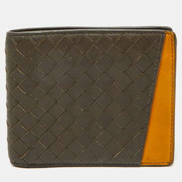 BOTTEGA VENETA Beige/Mustard Intrecciato Leather Bifold Wallet