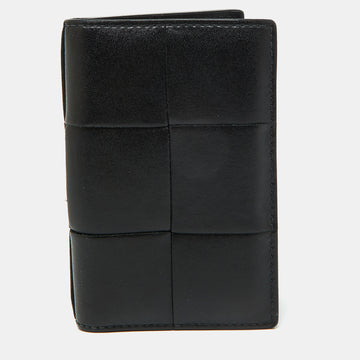 BOTTEGA VENETA Black Leather Cassette Flap Card Case