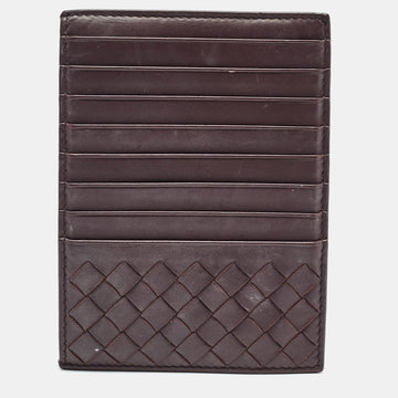 BOTTEGA VENETA Dark Burgundy Intrecciato Leather Card Holder