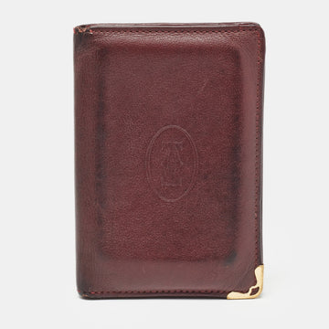 CARTIER Burgundy Leather Must De  Bifold Card Holder