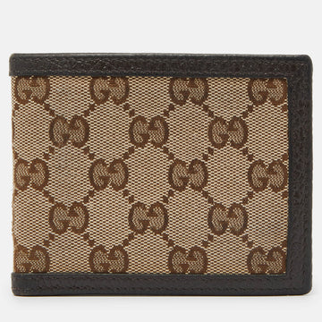 GUCCI Beige/Brown GG Canvas and Leather Bifold Wallet