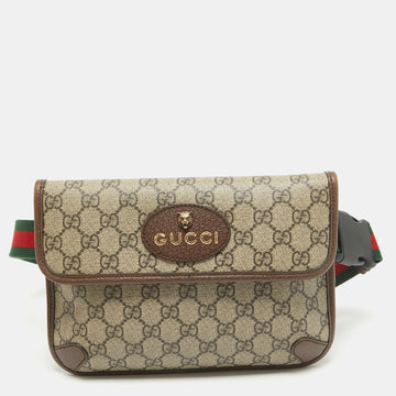 GUCCI Beige/Brown GG Supreme Canvas and Leather Neo Belt Bag