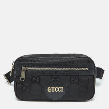 GUCCI Black GG Econyl Nylon and Leather Off the Grid Belt Bag