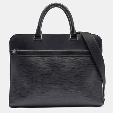 LOUIS VUITTON Black Epi Leather Bassano GM Briefcase