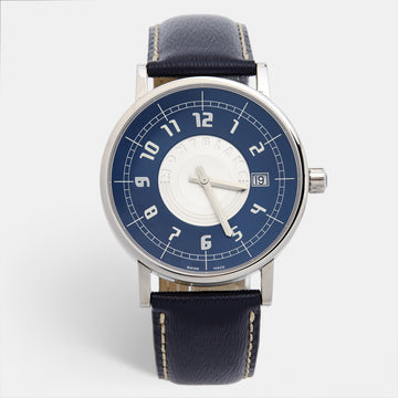MONTBLANC Blue Stainless Steel Leather Summit M29048 Men's Wristwatch 38 mm