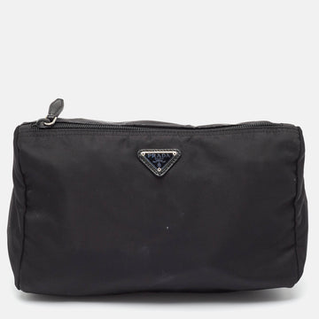 PRADA Black Nylon Logo Zip Pouch