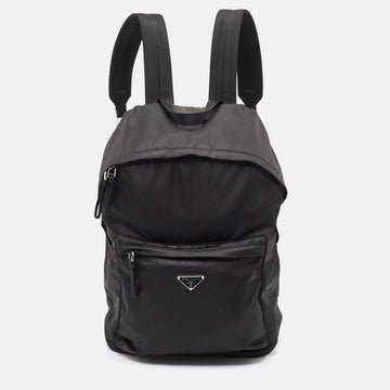 PRADA Black Nylon Zip Backpack