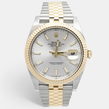 ROLEX Silver 18K Yellow Gold Stainless Steel Datejust M126333-0002 Men's Wristwatch 41 mm