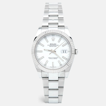 ROLEX White 18K White Gold Oystersteel Datejust 126334-0009 Men's Wristwatch 41 MM