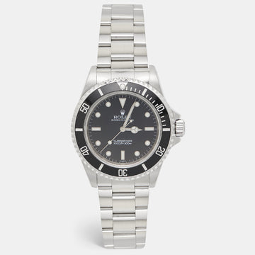ROLEX Black Stainless Steel Submariner 14060 Men's Wristwatch 40 mm
