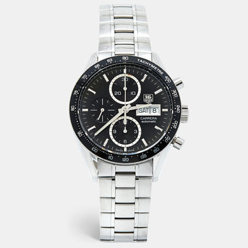 TAG HEUER Black Stainless Steel Juan Manual Fangio Edition Carrera CV201AG.BA0725 Men's Wristwatch 41 mm