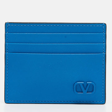 VALENTINO Blue Leather VLogo Card Holder