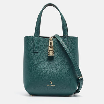AIGNER Green Leather Leonie Bucket Bag
