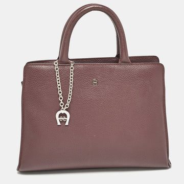 AIGNER Burgundy Leather Cybill Tote