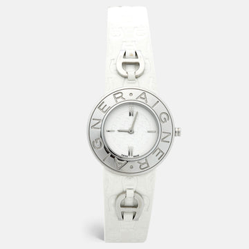 AIGNER White Stainless Steel Leather Aversa A51200 Women's Wristwatch 32 mm