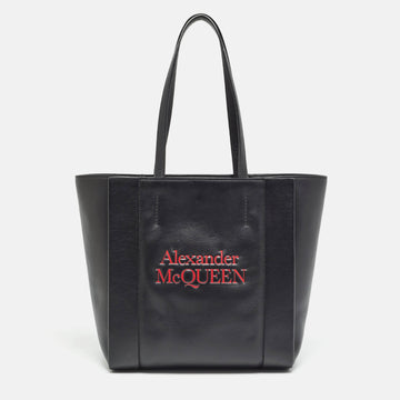 ALEXANDER MCQUEEN Black/Red Leather Signature Tote