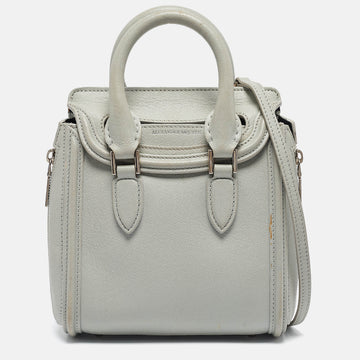 ALEXANDER MCQUEEN Light Blue Leather Mini Heroine Shoulder Bag