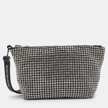 ALEXANDER WANG Black Crystal Embellished Heiress Wristlet Pouch