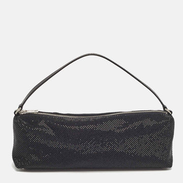 ALEXANDER WANG Black Canvas and Leather Crystals Heiress Flex Bag