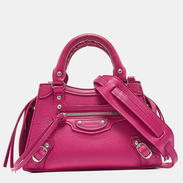 BALENCIAGA Fuchsia Leather Mini Neo Classic City Tote