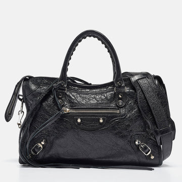 BALENCIAGA Black Leather Small Classic City Bag