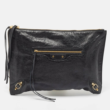 BALENCIAGA Black Leather Classic Hardware Small Pouch