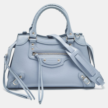 BALENCIAGA Light Blue Leather Small Neo Classic Tote