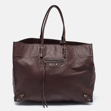 BALENCIAGA Burgundy Leather Papier A4 Tote