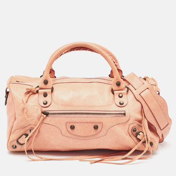 BALENCIAGA Peach Leather RH Twiggy Bag