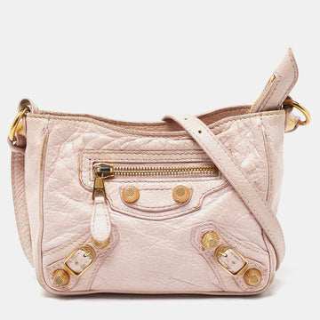 BALENCIAGA Rose Aubepine Leather Classic Hip Crossbody Bag