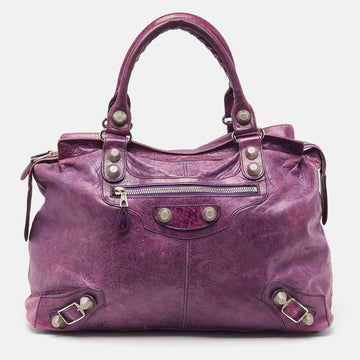 BALENCIAGA Purple Leather RTT GSH Bag