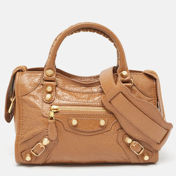 BALENCIAGA Brown Leather Mini Classic City Bag