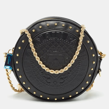 Balmain Black Leather Disco Crossbody Bag