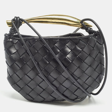 BOTTEGA VENETA Black Intrecciato Leather Mini Sardine Shoulder Bag