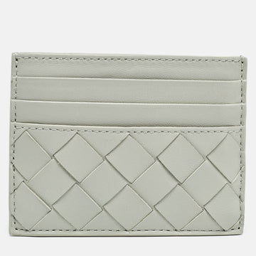 BOTTEGA VENETA Light Grey Intrecciato Leather Card Holder