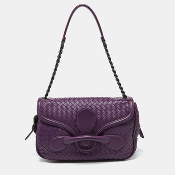 BOTTEGA VENETA Purple Leather Rialto Shoulder Bag