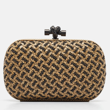 BOTTEGA VENETA Cream Intrecciato Leather Beaded Knot Clutch