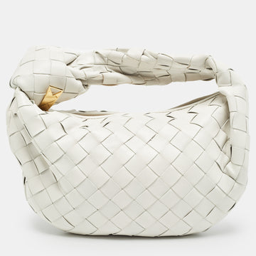 BOTTEGA VENETA White Intrecciato Leather Mini BV Jodie Hobo