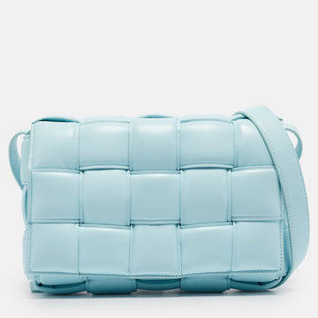 BOTTEGA VENETA Light Blue Padded Leather Cassette Shoulder Bag