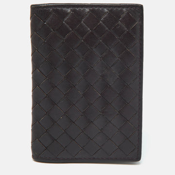 BOTTEGA VENETA Brown Intrecciato Leather Business Card Case