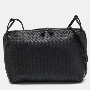 BOTTEGA VENETA Black Intrecciato Nappa Leather Nodini Crossbody Bag