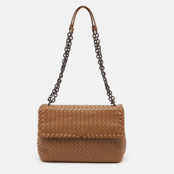 BOTTEGA VENETA Brown Intrecciato Leather Medium Olimpia Shoulder Bag