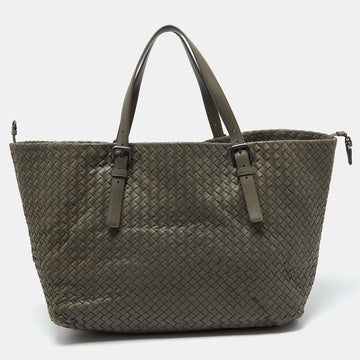 BOTTEGA VENETA Grey Intrecciato Leather Large Cesta Tote