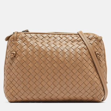 BOTTEGA VENETA Beige Intrecciato Leather Nodini Crossbody Bag