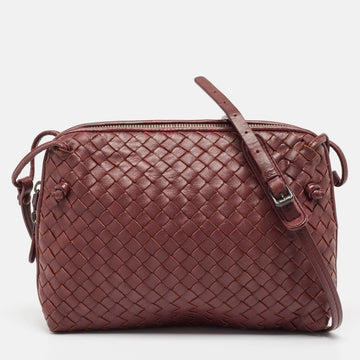 BOTTEGA VENETA Burgundy Intrecciato Leather Nodini Crossbody Bag