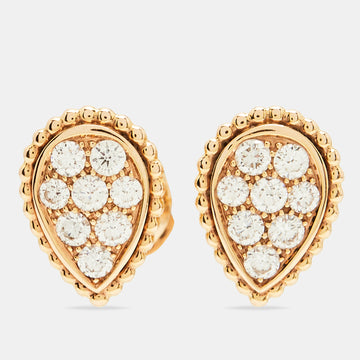 BOUCHERON Serpent Boheme Diamond 18k Rose Gold S Motif Earrings