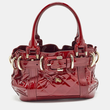 BURBERRY LONDON Red Patent Leather Beaton Tote