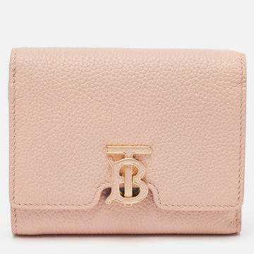 BURBERRY Pink Leather TB Trifold Wallet